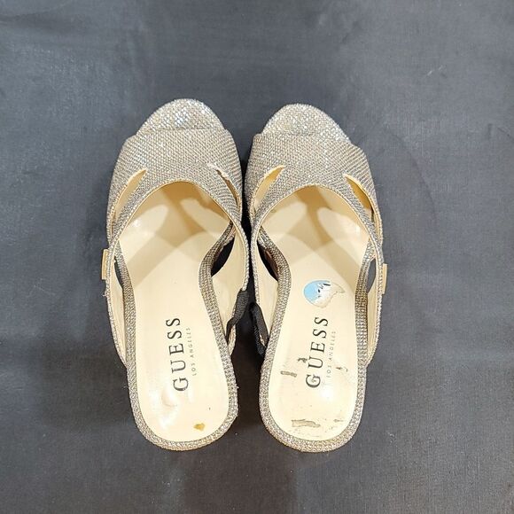 GUESS WGHASSLW-R WEDGE GLITTER OPEN TOE SANDAL - Picture 11 of 16